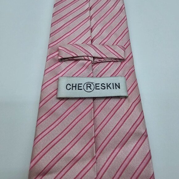 Chereskin Men's Tie, Classic Style, Pink, Handmade, 100% silk - Picture 3 of 7